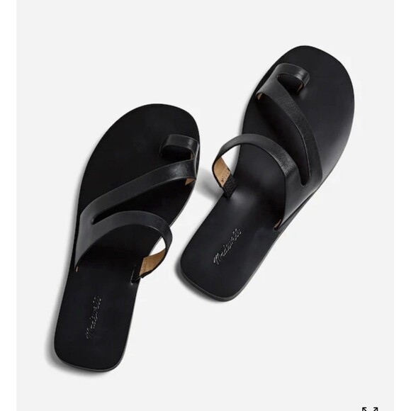 Madewell Shoes - Madewell The Gabi Asymmetric-Strap Sandal Black Leather Size 7 New